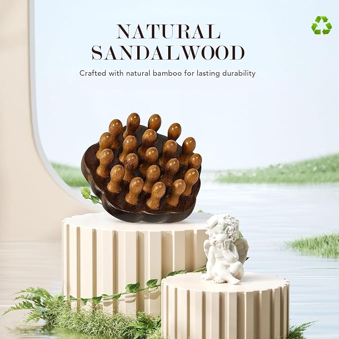 Bamboo Scalp Massager, Wooden Scalp Massager Comb for Relaxation and Daily Scalp Care, Manual Head Massager Tool, Handheld Scalp Massage Comb for Home or Travel