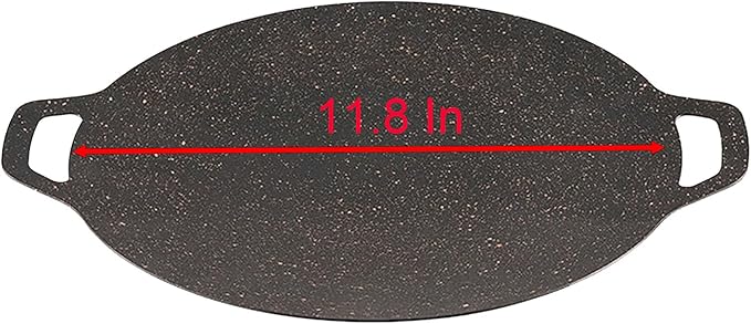 Thin Korean Grill Pan, 11 Inch Iron with Non-stick Coating Baking Tray on Heating Stove for Home, Party Travel and Outdoor (11.8 inch)