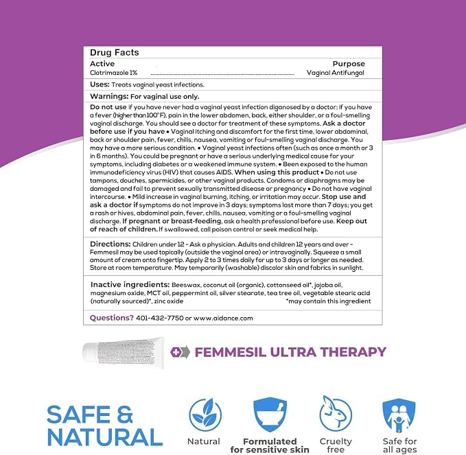 terrasil Femmesil Ointment, Vaginal Yeast Infection Treatment for Women + Vaginal Soap Bar 2-Product Kit, Featuring 1% Clotrimazole to Relieve Feminine Itch & Irritation (1oz Tube & 75g Soap)