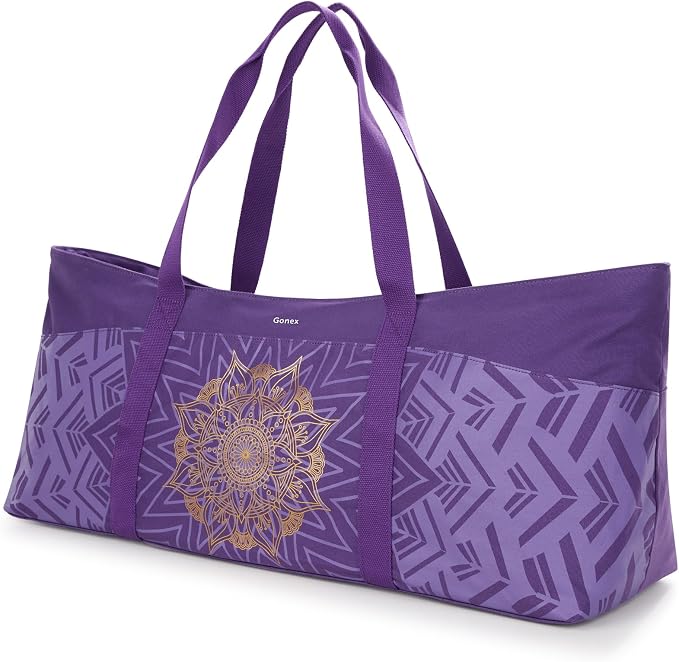 Gonex Yoga Mat Bag, Extra Canvas Gym Bag with Waterproof Pocket Metal Zipper, Fits Mat & Blocks, Stylish Yoga Mat Carrier for Women, Ideal for Yoga, Pilates, Workout, Travel