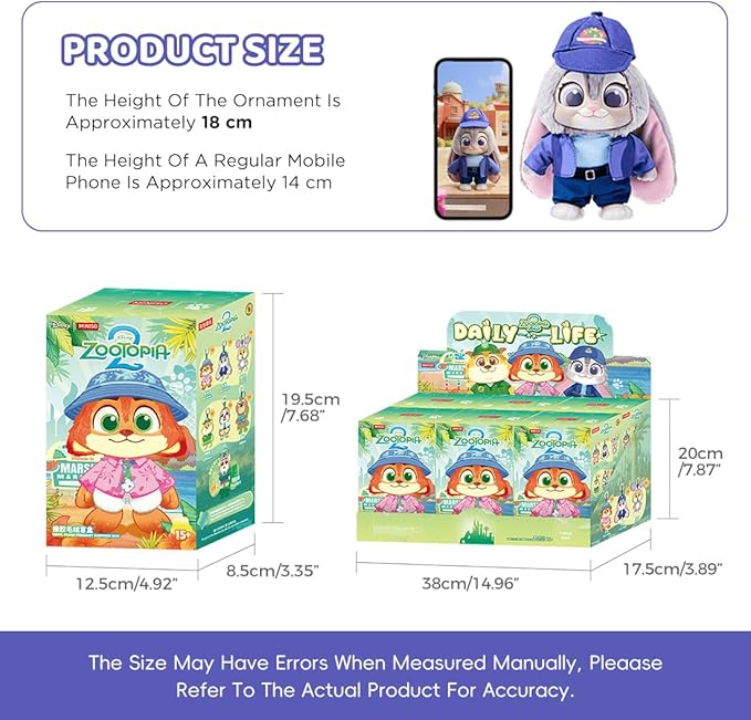 MINISO Disney Zootopia 2 City Residents Series Vinyl Plush Keychain Blind Box, Cute Animal Figure Charm Collectible Surprise Gift for Bag Decor, Random Single Box