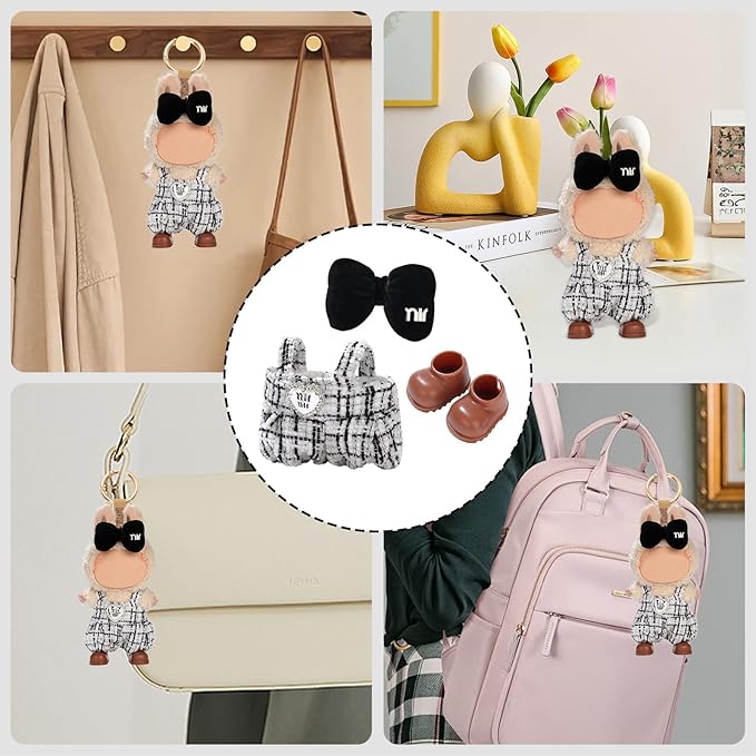 Cute Clothes for Doll Design Outfit Blind Mystery Box Accessories Mini La Boo-Boo Blah Bu Bu BuLafufu Ropa Plush Toy Stuff Dress Overalls Pajamas Hoodie Black&White