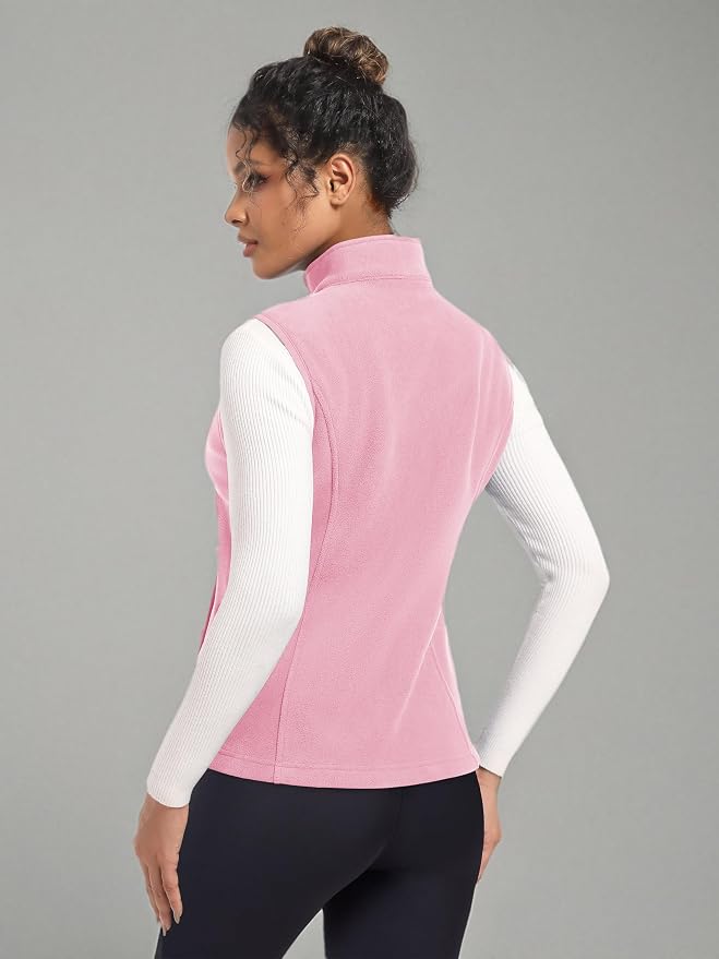 MAGCOMSEN Women's Fleece Vest Outerwear Sleeveless Lightweight Zip Jackets Warm Soft Vests with Zipper Pockets