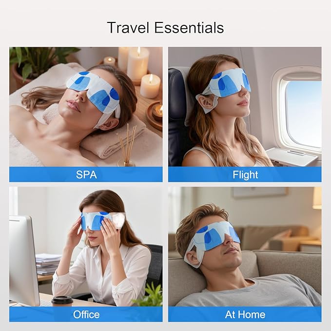 5 Packs Steam Eye Masks For Dry Eyes, Eye Heating Pad Warm Compress For Eyes Stress Relief, Disposable Heated Eye Mask Travel Essentials, Spa Relaxing Self Care Gifts For Women (Large, Unscented)