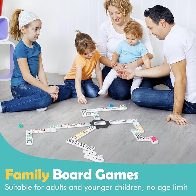 DAILYLIFE Mexican Train Dominoes Set, Double 12 Dominoes Set with Portable Case, 91 Tiles Colored Dominos Set for Adults, Mexican Train Games for Family Night, Travel, Party