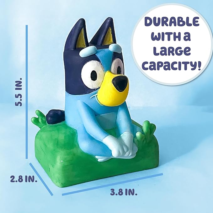 Bluey Paint Your Own Piggy Bank, Includes 6 Paints, Vinyl Stickers, Craft for Kids, Great Gift Birthday Party, Toy Figures, Paintable Toys for Toddlers 1-3