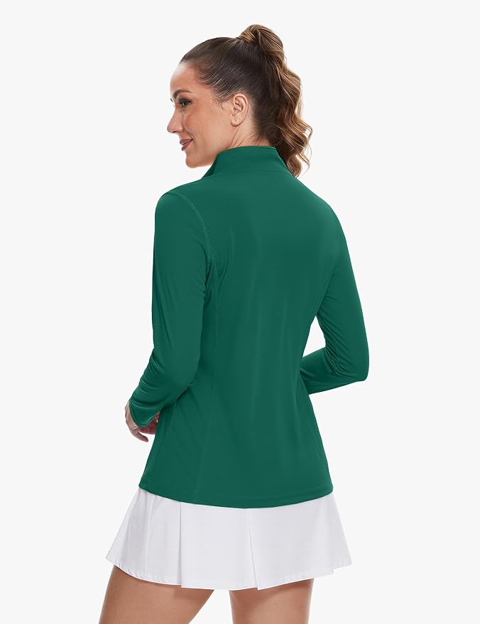 TACVASEN Women's Quarter Zip Pullover Golf Shirts UPF 50+ Long Sleeve Sun Shirts UV Protection Workout Tops