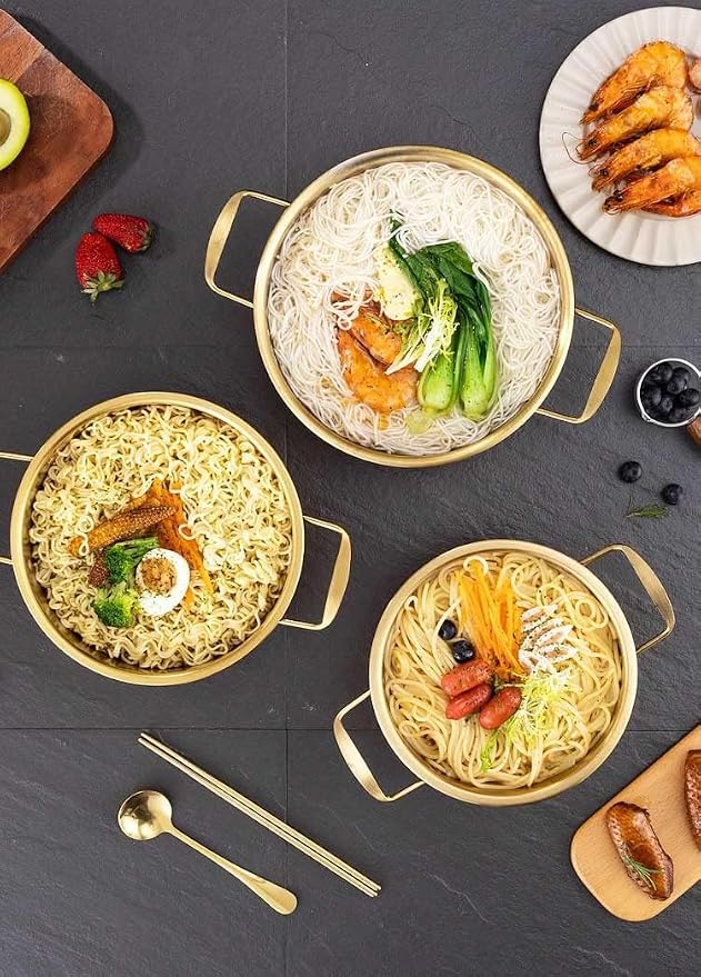 Ramen pot, fast Korean noodle cooker, 3 minute boiler for soup pasta egg, easy light cookware with lid (6.2 Inch)