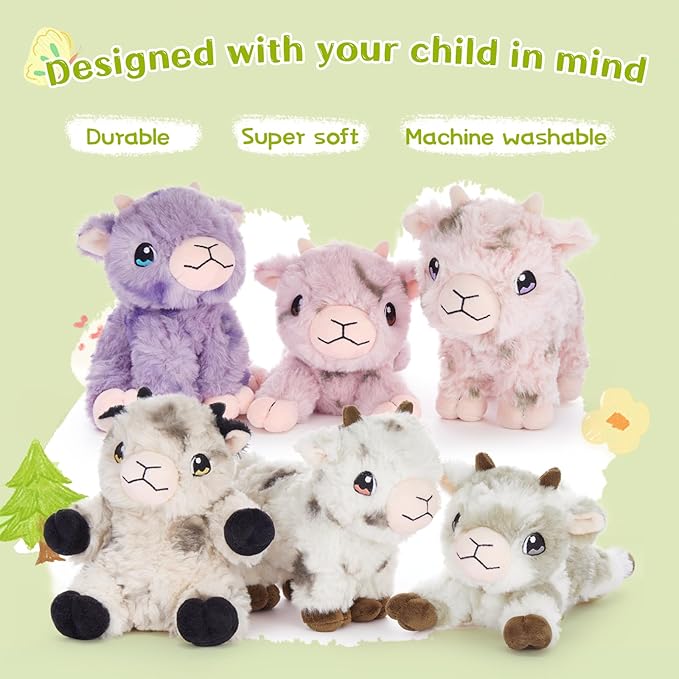 Tezituor 6 Pcs Sheep Stuffed Animals Set, 8 Inch Cute Stuffed Lamb Plush Toy for Birthday Party, Plush Sheep Lamb Toy Bulk for Boys Girls