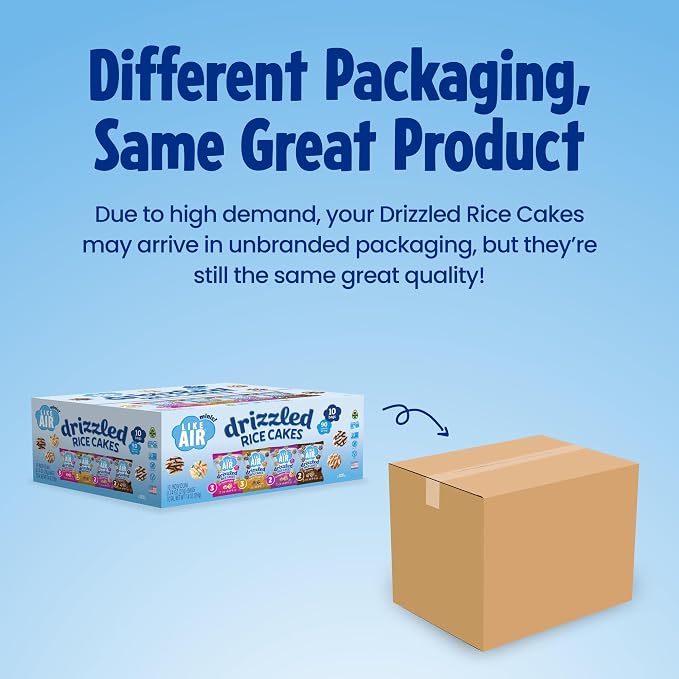 Like Air Drizzled Rice Cakes - 4 Flavor Variety Pack (10ct) Vegan/Nut-Free | 4 Flavor Snack Pack (Pack of 10) - 90 Calories Per Bag, Gluten Free Snacks For Kids, Kosher