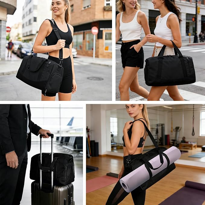 Yoga Mat Bag, Gym Workout Bag with Water Bottle Pocket, Pilates Bag for Women with Wet & Dry Pocket, Yoga Bags and Carriers Fits All Your Stuff, Yoga Tote Bag for Sports Travel Office