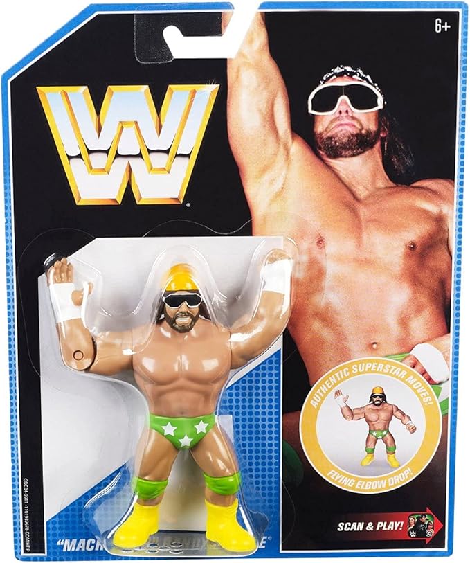 WWE Macho Man Randy Savage Retro App 4.5-inch Figures with Signature Move, Retro Styling & App Play