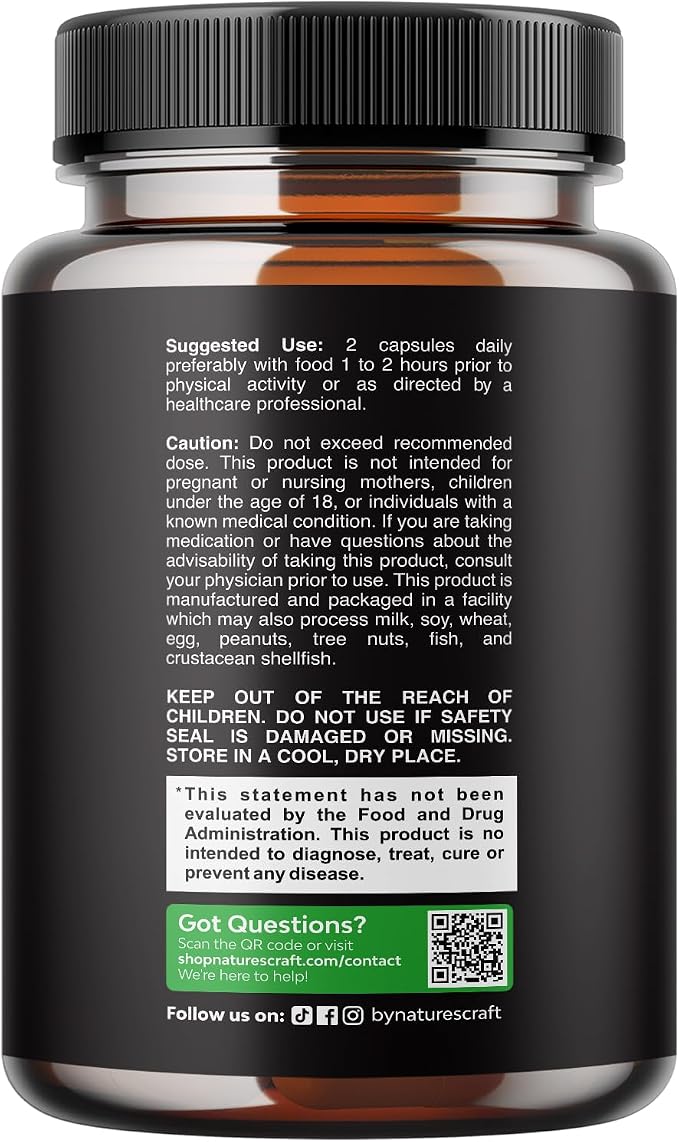 Natures Craft Horny Goat Weed for Men - Extra Strength Male Supplement with Black Maca Root, Tongkat Ali, Saw Palmetto & Panax Ginseng Extract for Stamina & Energy - 90 Count