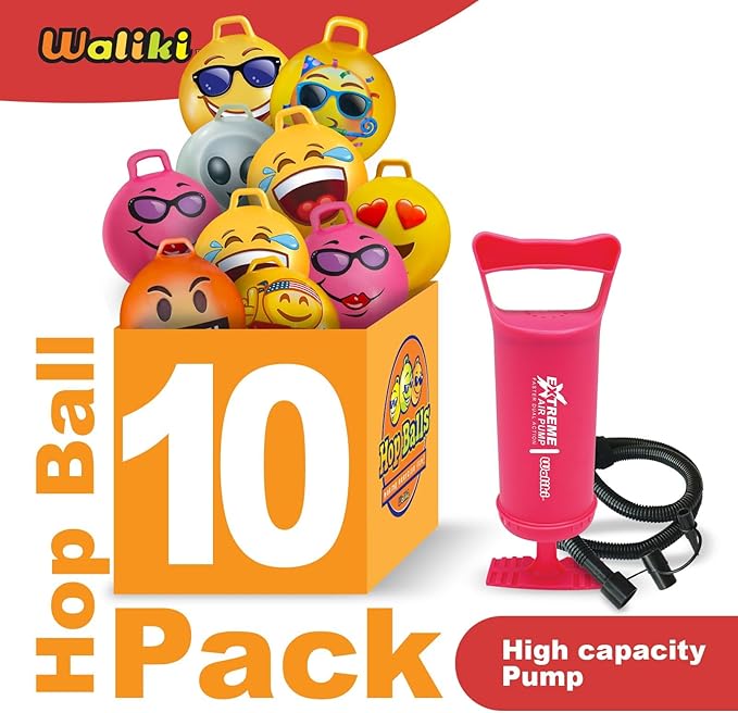 WALIKI Hopper Ball Party Pack | Set of 10 Bouncy Balls for 3 4 5 6 Year Olds | Fun Outdoor Birthday Games & Party Favors