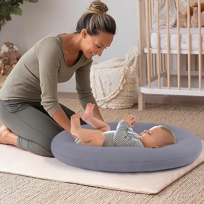 Baby Lounger for Newborn: Portable & Lightweight Pillow for Tummy Time Playtime & Diaper Changes - Skin-Friendly & Breathable for 0-12 Month Supervised Use