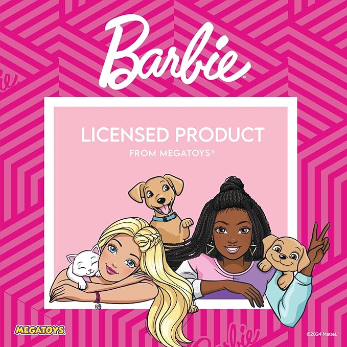 Megatoys Barbie Birthday Party Gift Set - Tin Box, Tin Pencil Case, Stickers, Birthday Necklace, Plush, and Birthday Hat