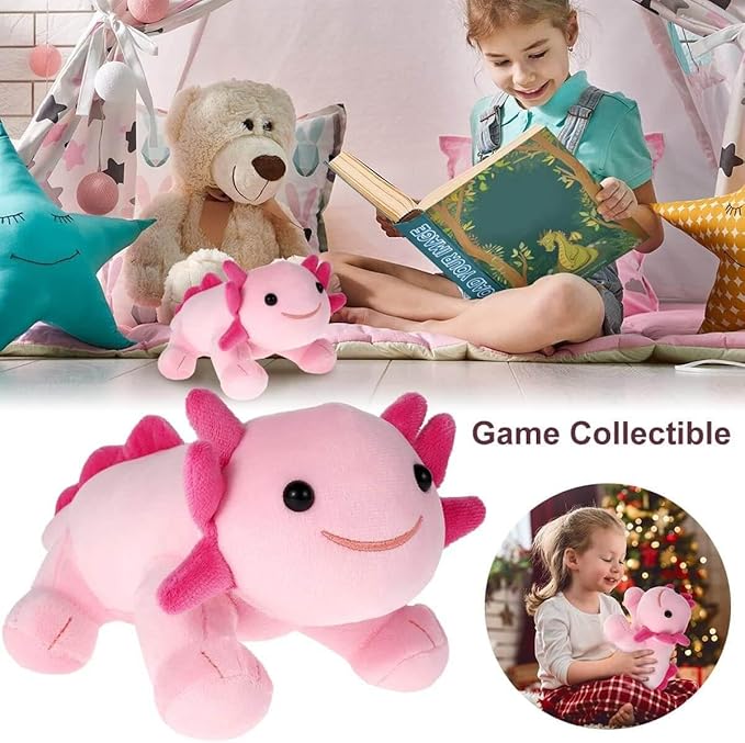 Axolotl Plush Toy, 10.8” Soft Cute Axolotl Stuffed Cotton Plush Pillow Kawaii Salamander Animal for Boys Girls Kids Gift (Pink)