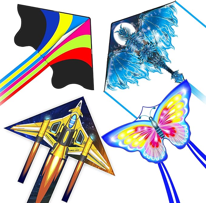 Kites for Kids & Adults, Beach Kites Set for Beginners, Easy to Fly Large Kite Pack for Boys and Girls, Kite String Included, Perfect for Outdoor Activities