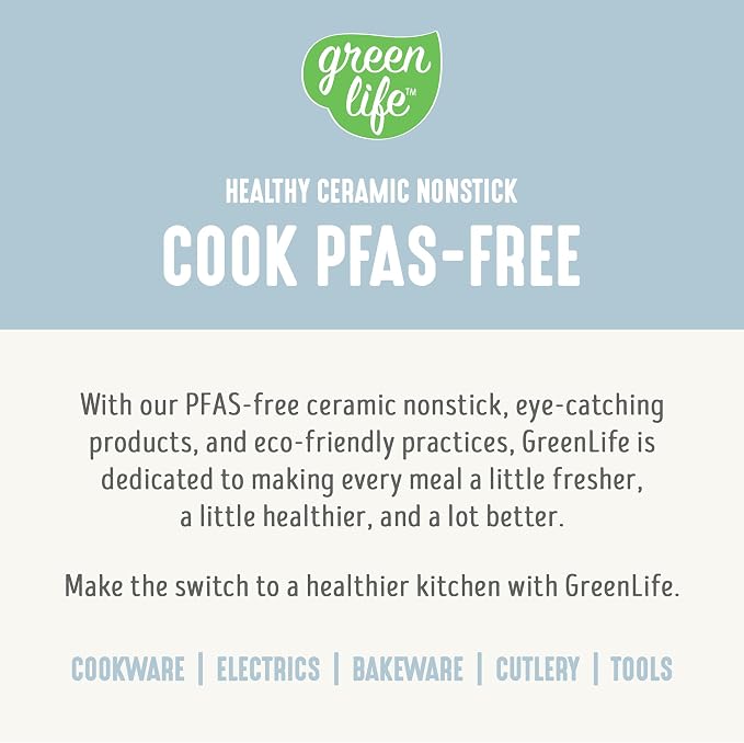 GreenLife Nonstick 12” (5QT) All in One Deep Skillet Wok with Lid, PFAS-Free Non-Toxic Ceramic Multi-Purpose Pan, Induction, All Stovetop, Egg, Stir Fry, Saute, Stay Cool Handle, Blue Haze