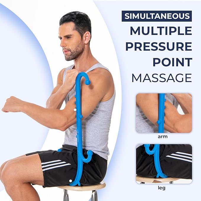 Ranarose Deep Tissue Back & Neck Massager - Back Massager Stick for Pain Relief, Muscle Knot Remover, Trigger Point Massage Tool for Full Body, Shoulders, Legs - Pressure Point Massage Tool (Blue)