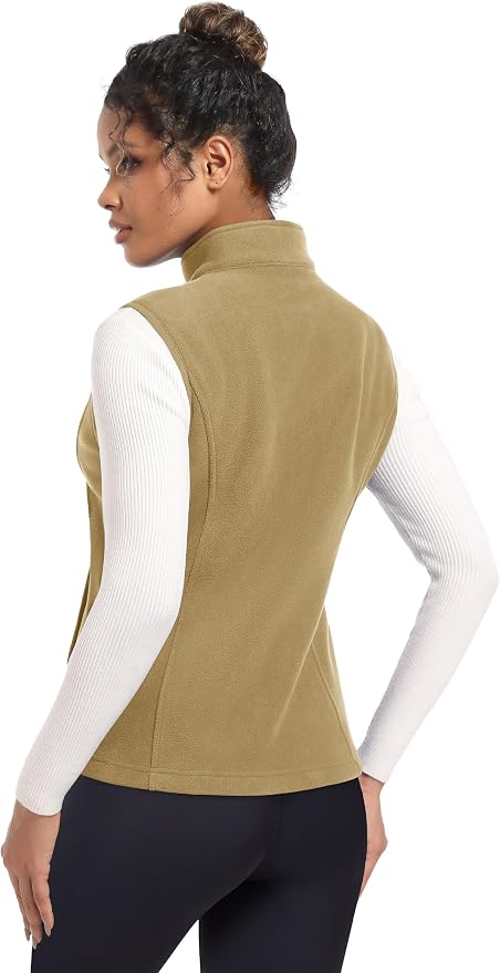 MAGCOMSEN Women's Fleece Vest Outerwear Sleeveless Lightweight Zip Jackets Warm Soft Vests with Zipper Pockets