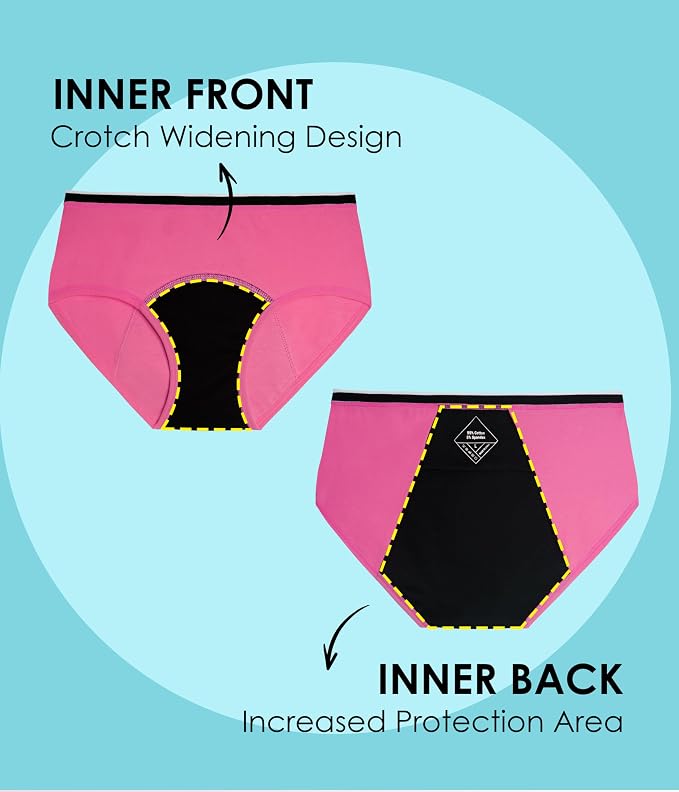 YESWEL Teen Girls Period Underwear, Menstrual Leak-Proof Heavy Flow Absorbency Washable Protective Cotton Panties 4 Pack