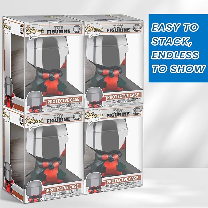 6 Pack Protectors Case Compatible with Funko- 4" Inch Collectible Vinyl Figures, Clear Protectors, Heavy Duty Display Box w/ Protective Film & Locking Tab, Set of 6