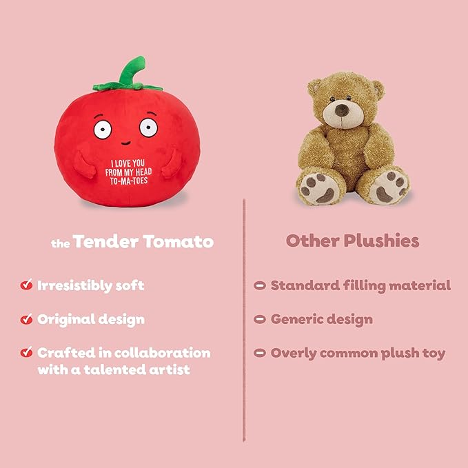 Tender Tomato Plushie - Super Soft Stuffed Animal | Adorable Love Gift for Boyfriend, Girlfriend, Husband, Wife, Mom, Dad, Kids, or Best Friend | Easter Basket Stuffer