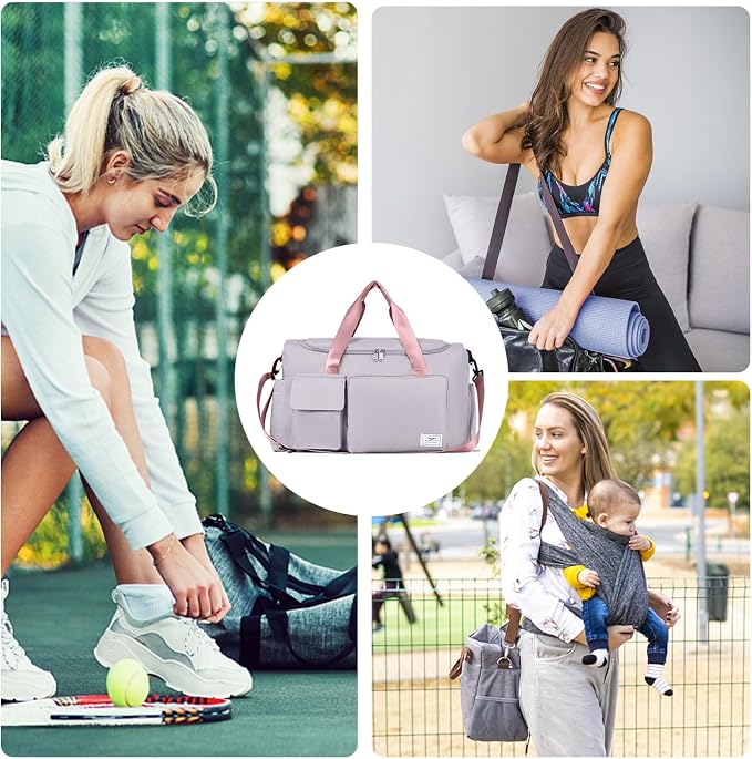 FIORETTO Women's Gym Duffle Bag with Shoes Compartment, 30L Capacity, Ideal for Travel, Gym, Sports, Duffel, Weekender