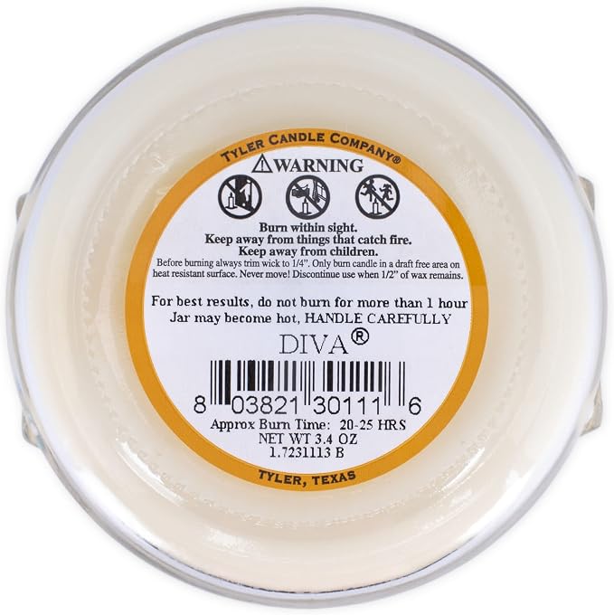 Tyler Creamy White 3.4 Ounce Glass Aromatherapy Scented Jar Candle Pack of 4, Diva