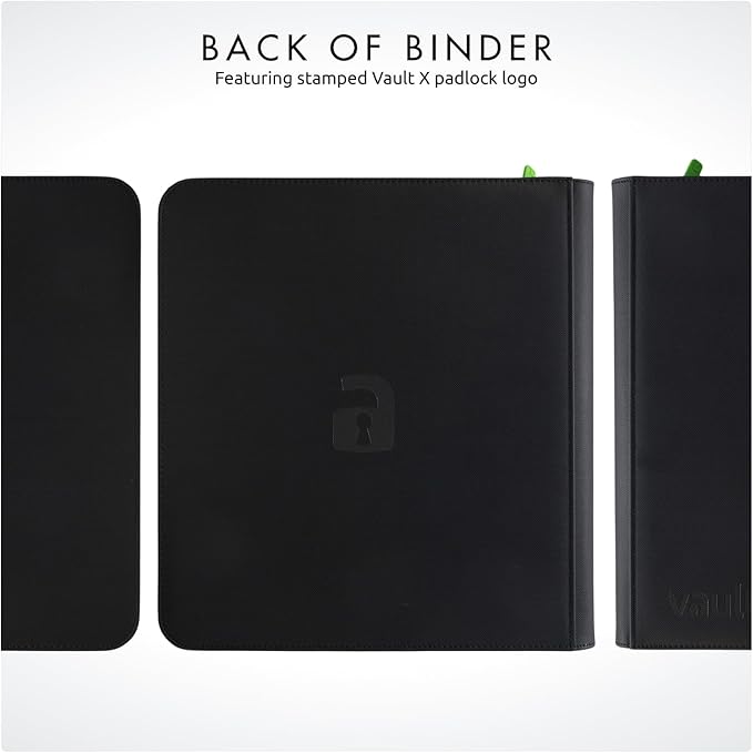 Vault X 12 Pocket Zip Binder, 480 Cards, Exo-Tec Material, 20 Side-Loading Pages (Black)