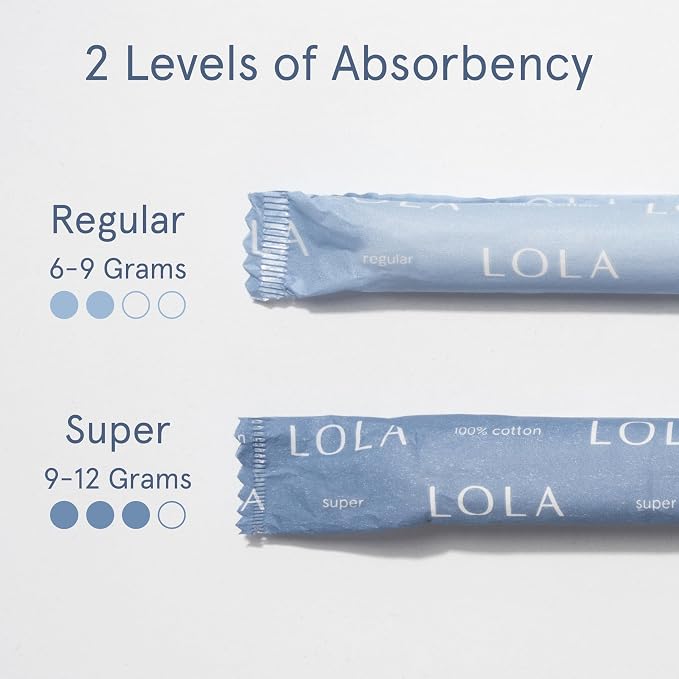 LOLA 100% Organic Cotton Tampons with Cardboard Applicator, 36 Count (2 Packs of 18) - Tampons Regular, Period Feminine Hygiene Products, HSA FSA Approved Products Feminine Care