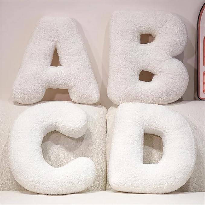 MOJUN Letter Plush Pillow, Soft Sofa Cushion Nursery Decor Kids Room Throw Pillow Cute A to Z Initial Letter Pillow Alphabet Cushion for Sofa Couch Living Room Bed Car Decoration, F