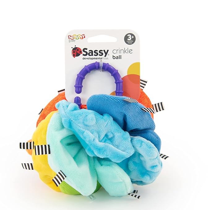 Sassy Crinkle Ball, Sensory Toy, 3+ Months (Pack of 6)