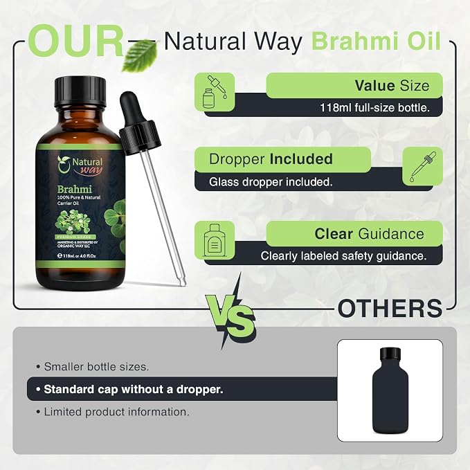 Brahmi Carrier Oil for Diffusers, Dry Skin, Hair | Natural Aroma Oil for Home Fragrance, DIY Beauty Blends & DIY Candle Making, Long Lasting Scent for Office, Bedroom Scent 4 Fl Oz (120 mL)