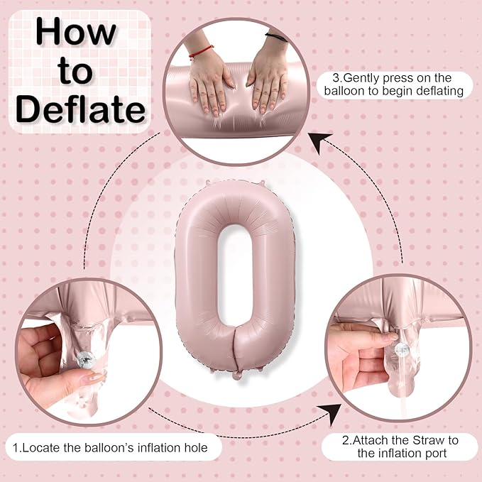 Dusty Pink Number 0 Balloon, 40'' Pastel Blush Baby Pink Foil Balloons, Globos De Numeros Grandes, Large Mylar Helium Number 0 Balloon for Girls Birthday Party Decor Baby Shower Anniversary Decoration