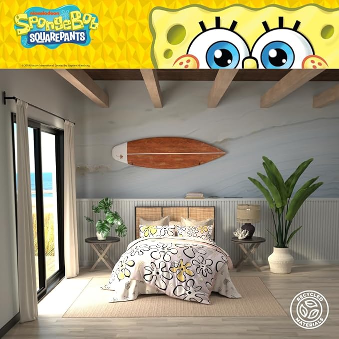 Collectibles Spongebob Squarepants Jellyfish Recycled Bedding 4 Piece Super Soft Reversible Comforter and Sheet Set, Twin, (100% Official Licensed Product) by Franco