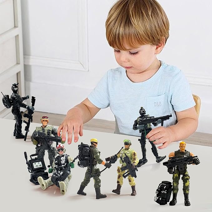 Army Men Soldiers, 12 Pcs Soldiers Toy Special Force Action Figure with Weapons Military Soldier Playset Army Toy Set Birthday Gift for Toddler Boy 3+