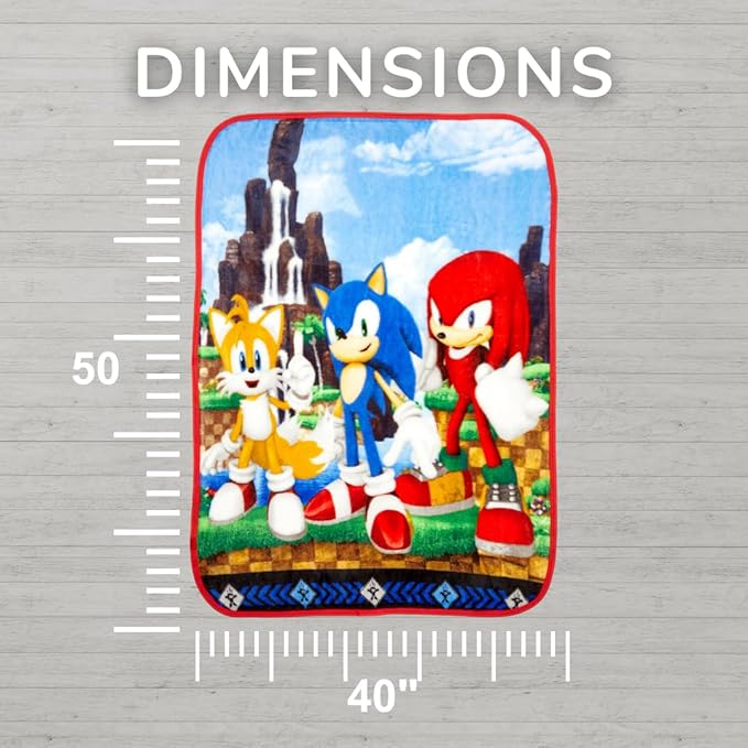 Sonic The Hedgehog Anime Kids Bedding Super Soft Silk Touch Throw, 40 in x 50 in, (Official Licensed Product) by Franco