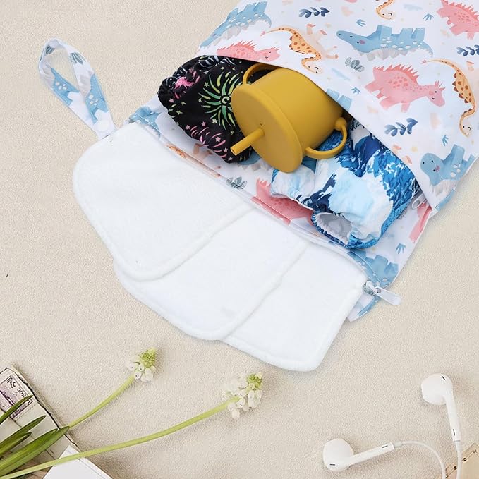 ALVA ALVABABY Wet Dry Bags for Baby Diapers, Reusable Waterproof Cloth Diaper Bag with Reinforced Zipper, 30×36cm Travel Organizer for Clothes, Swimsuits, Beach, Gym, Potty Training
