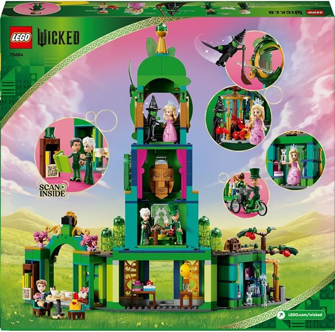 LEGO Wicked Welcome to Emerald City, Collectible Game for Girls and Children from 9 Years with Tower Toy to Build and 5 Movie Characters including Glinda and Elphaba, Gift Idea 75684