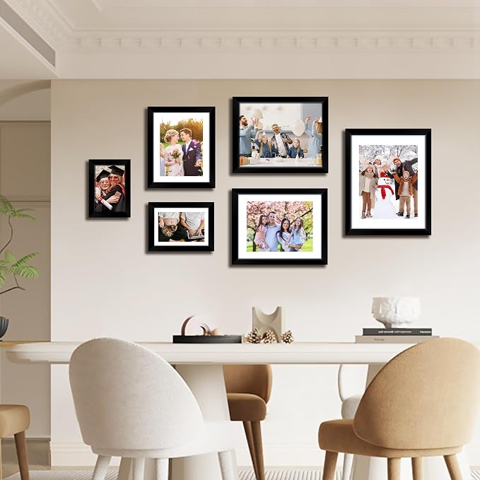 5x7 Picture Frame, Black Photo Frame with HD Plexiglass, Display Pictures 4x6 with Mat or 5x7 Without Mat Multi Picture Frames Collage for Tabletop or Wall Display, 2 Pack