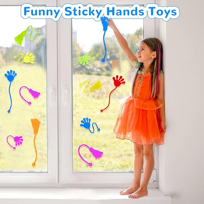 24PCS Sticky Hands Foot Toys for Kids, Sticky Goodie Bag Stocking Stuffers Toy for Birthday Party Supplies, Colorful Stretchy Slap Hand Toys for Boys Girls Classroom Prizes