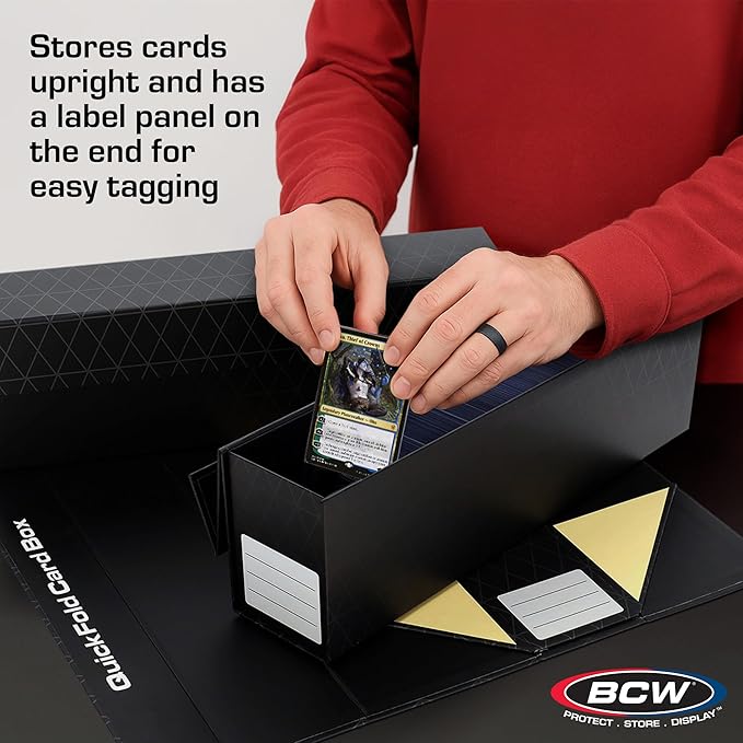 BCW QuickFold® Card Storage Boxes for Magnetics & Toploaders – 6 Pack | Trading Card Holder Box with Magnetic Closure | Easy Fold Assembly for Sports and TCG Cards