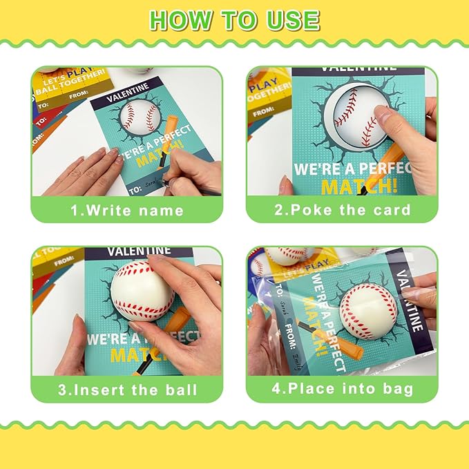 Baseball Valentines Day Cards Gifts for Kids School -24 Pack,Mini Foam Baseball Toys with Exchange Cards for Toddlers,Valentines Sport Goodie Bag Stuffer Classroom Favors Treats Prizes for Boys Girls