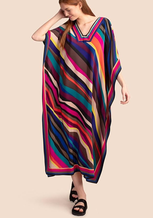Venasha Womens Caftan Floral Print Kaftan Dress Short Sleeve Swimsuit Cover up Loungewear for Summer