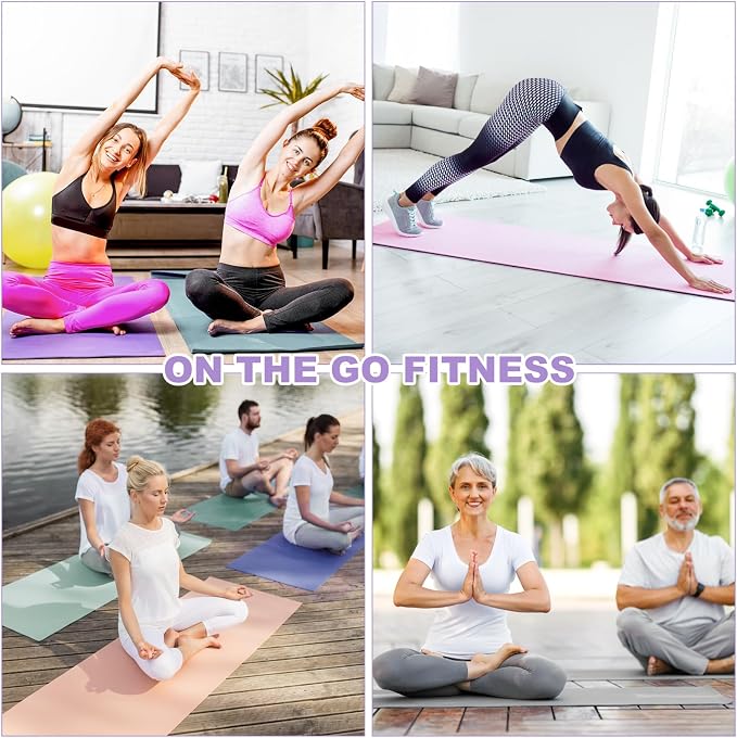 3 mm Thin Yoga Mats Bulk, Lightweight PVC Exercise Mats Non Slip Workout Fitness Pads for Yoga Pilates Stretching Classes Gym Home Studio, Easy to Clean