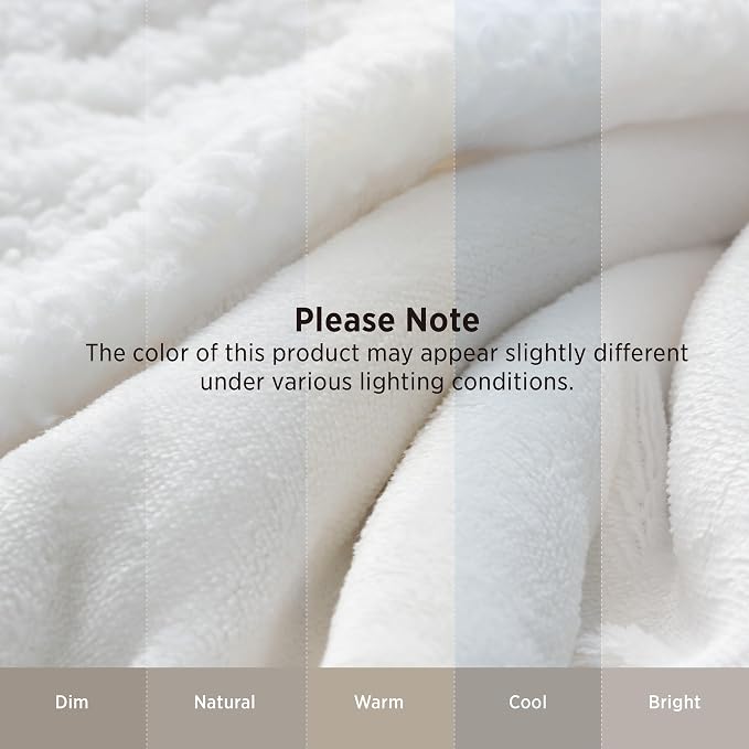 Bedsure GentleSoft Sherpa Fleece Blankets King Size for Bed, Non-Heated, Thick and Warm Throw for Women and Men, Soft Fuzzy Plush King Blanket for Winter, Bright White, 108x90 Inches