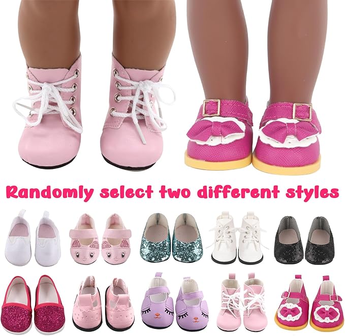 7-Set Doll Clothes & Shoes for 17-18 Inch Dolls / 11-Piece Outfits (Unicorn Dress, Pajamas, Glitter Shoes & More)