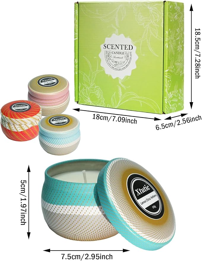 Candle Set 4 Pack Candles- Scented Candles Gift Set for Home, Long-Lasting Ambiance for Living Room & Bedroom, Small Candles Aromatherapy Gifts for Women